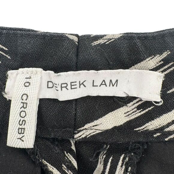 Derek Lam 10 Crosby Linen Shorts Size 4 Black Patterned Bohemian Classic Cuffed - Picture 3 of 6
